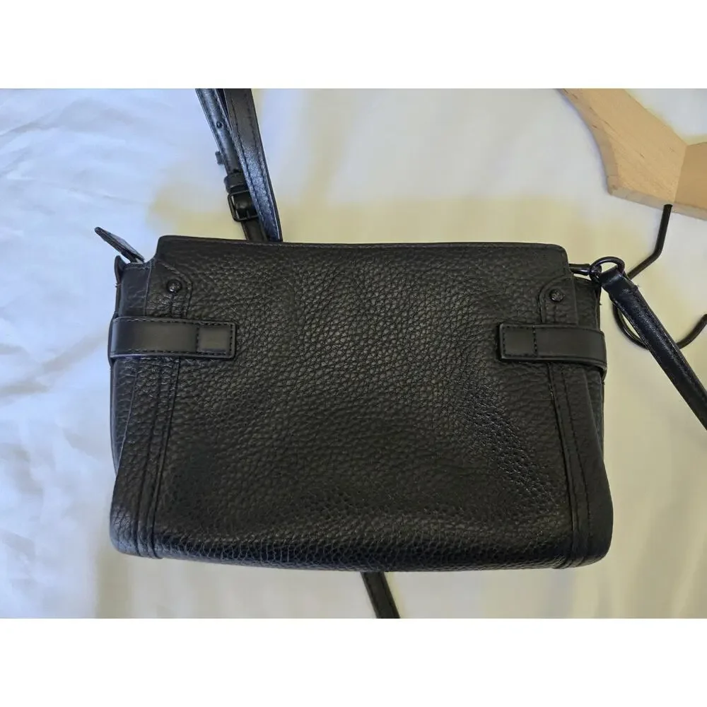 Coach Swagger Matte Black Pebble Leather Wristlet Crossbody Handbag Purse